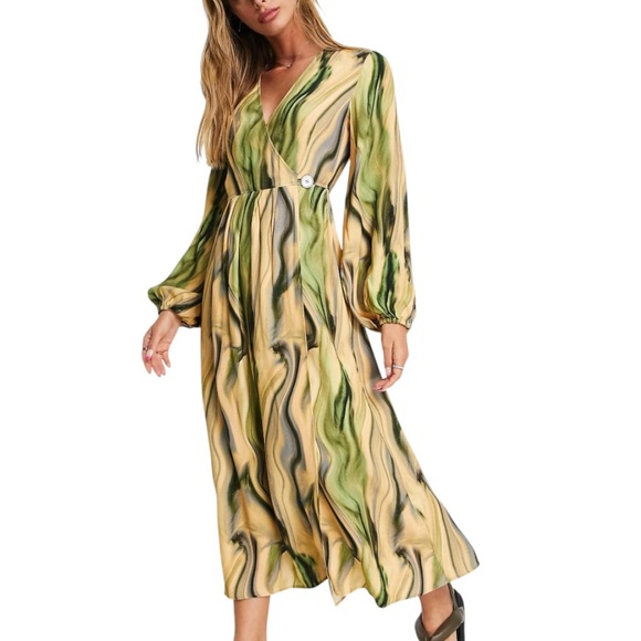 NWT & OTHER STORIES Women’s Swirl Wrap Midi Dress - Picture 1 of 16